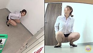 japanese babe wets herself in the bathroom on hidden cam