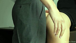 Horny secretary feels intense pleasure fucking boss in office