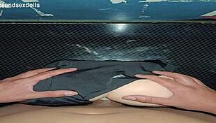 Trailer candy in swimsuit gets fucked with handjob and masturbation