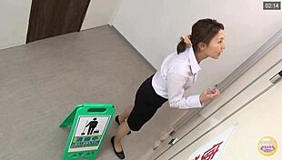 japanese babe wets herself in the bathroom on hidden cam