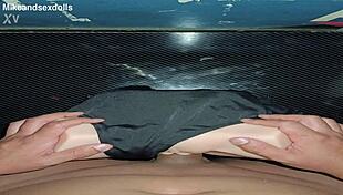 Trailer candy in swimsuit gets fucked with handjob and masturbation