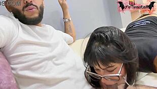 Sloppy Blowjob and Ball Licking on First Day!