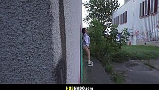 I Worship Her Ass and Choke Her While Fucking Her Face in Public. Cumshot on Big Tits.