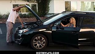 Blonde MILF lets car-fixing boy FUCK her juicy ASS to ORGASM!
