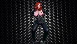 Granny in Black Widow cosplay gets pounded and creampied