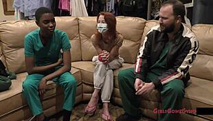 Brunette Tanned Nurse Jewel Fits Gloves For Black Patient Behind Scenes At Hospital With Small Tits Short Hair Fetish