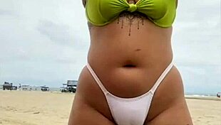 The cheese seller kept staring at my pussy on the beach.