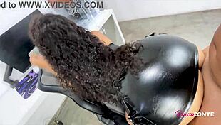 Sexy Latina Bent Over At Work, Cum On Ass