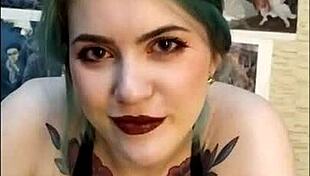 Tattooed mistress edges friend's cock in BDSM session