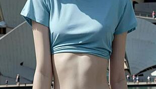 Sexy Australian Model Poses Barefoot In Lingerie And Panties At Sydney Opera House