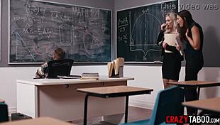 Did the horny teacher fuck her colleague after his classroom masturbation?