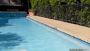 tasha reign gets off by the pool with big tits