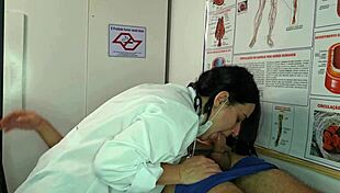 Latina nurse says, 'I'm excited by your erection, let's deepthroat'