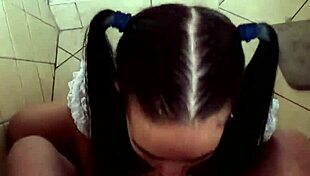 blumpkin whore sucks and jerks off cock face spitting and slapping cum facial