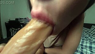 intensely sucking massive dildo toy in pleasure unleashed scene