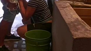 my cousin fucks my ass until he cums inside while i wash clothes