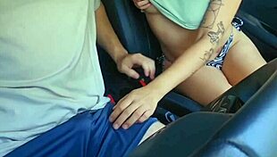 We couldn't wait! Hidden in the car for passionate sex