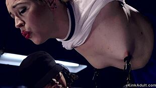 The blonde slave got tied up in doggy bondage, her master caning her roughly in a hardcore session