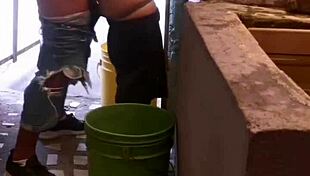 my cousin fucks my ass until he cums inside while i wash clothes