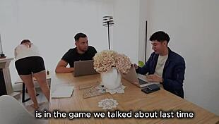 horny milf has hot threesome with two college students!