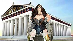 granny wonder woman dildo fucking gilf goddess