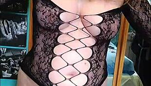 Trying on a new outfit in the bedroom