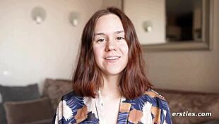 Anca bends over for a deep dildo insertion into her shaved pussy