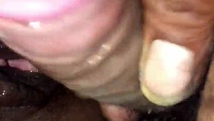 Intensely wet pussy gets cum all over in close up