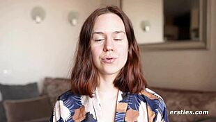 Anca bends over for a deep dildo insertion into her shaved pussy