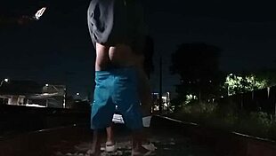 Wife asks for help crossing tracks and rewards the guy nicely.