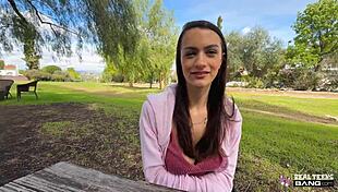 Busty Summer Renee enjoys some exciting public fun with her assets