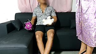 Mature Mother-In-Law Undresses and Shows Lingerie to Son-In-Law