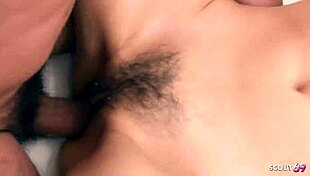 old japanese couple in real uncensored jav creampie sex tape 😍 hairy pussy riding