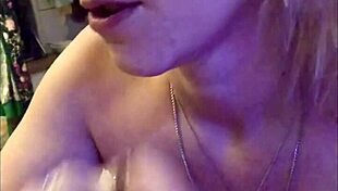 blow job skills by blonde goddess with striking blue eyes