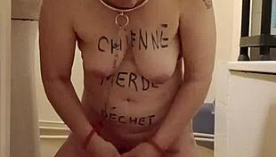 Submissive slave endures humiliation in auto-session with urophilia