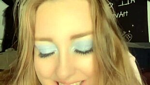 Slut sucking dildo and fingering wet pussy with toys 😈💦