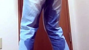 Girl Can't Hold It! Peeing Jeans While Bro Uses Bathroom