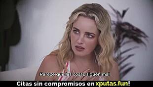 two beauties enjoy a threesome with spanish sub in homemade group fun.