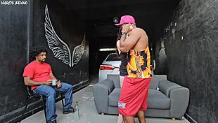 friend's girlfriend dances close, notices hard cock, fucks in front of cuckold