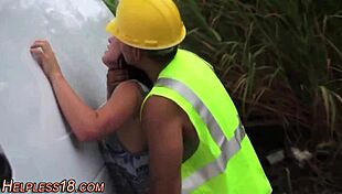 Watch the hitchhiking TEEN get FUCKED outdoors!