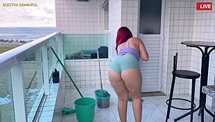 hired this naughty maid in mini shorts to excite me, she came on strong in pov fetish