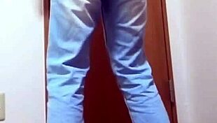 Girl Can't Hold It! Peeing Jeans While Bro Uses Bathroom