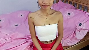 White Cock Tests Brunette's Tight Pussy in Bedroom Fuck