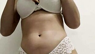 Hot Wife In White Lingerie Fucks Pussy With Big Dildo