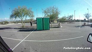 Porta gloryhole chubby slut in public gh