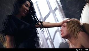 Cute Blonde Ashby Mesmerized Into Intense Lesbian Sex Slave By Brunette Vampire