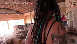 I found an abandoned construction on the road and took a hot girl with dreadlocks to fuck her right there complete in red