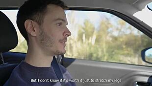 horny teen sucked and swallowed me on road trip, amateur pov