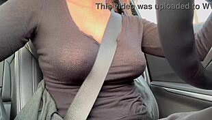 Italian Big Tits Horny Milf Artemisia Love Showing Her Juicy Nipples In The Car