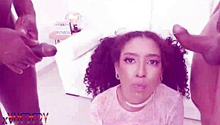 cute brazilian teen ariella takes four cocks in double anal